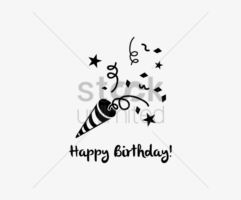 Birthday Card With Party Popper Clipart - Party Popper Silhouette Free, transparent png #459647