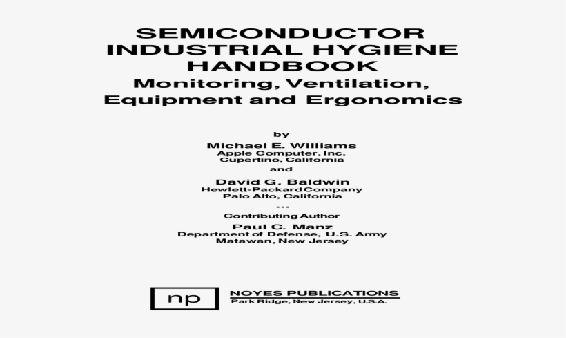 Semiconductor Industrial Hygiene Handbook - Document, transparent png #4501341