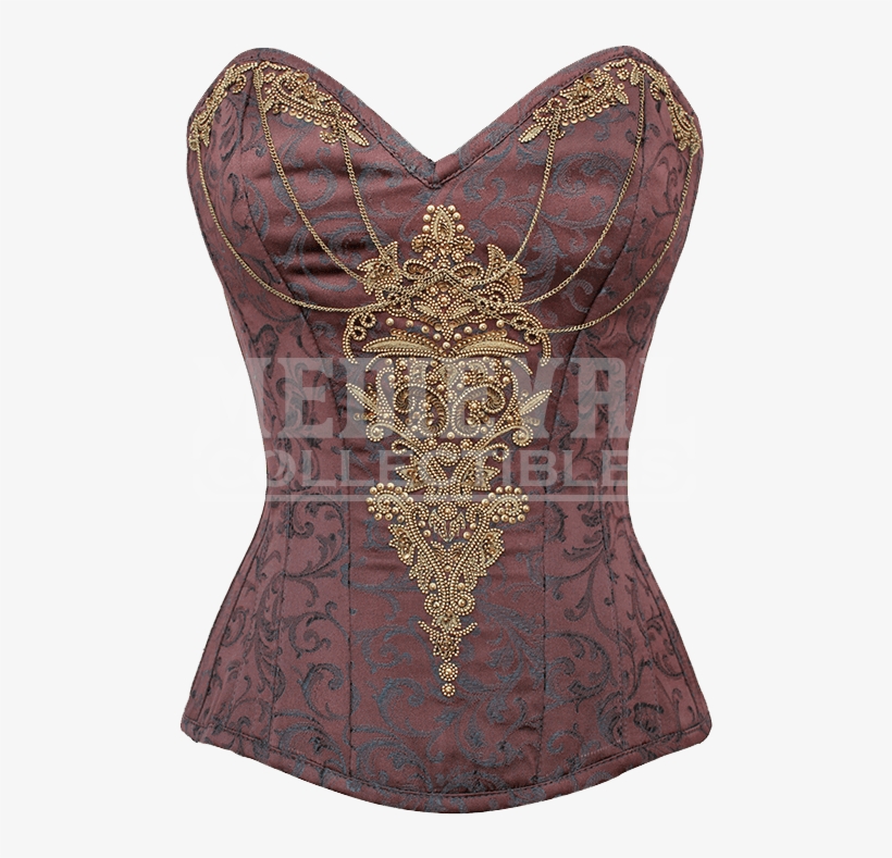 Classic Sweetheart Overbust Corset With Gold Detail - Corset, transparent png #4501572