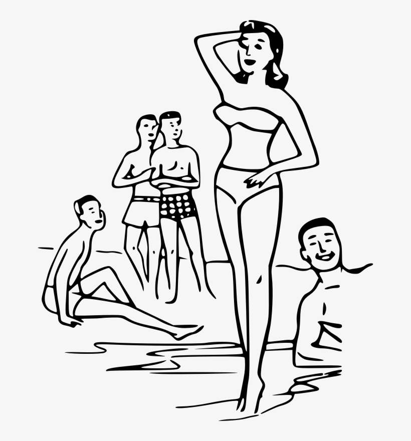 Medium Image - Beach With People Drawing, transparent png #4501813