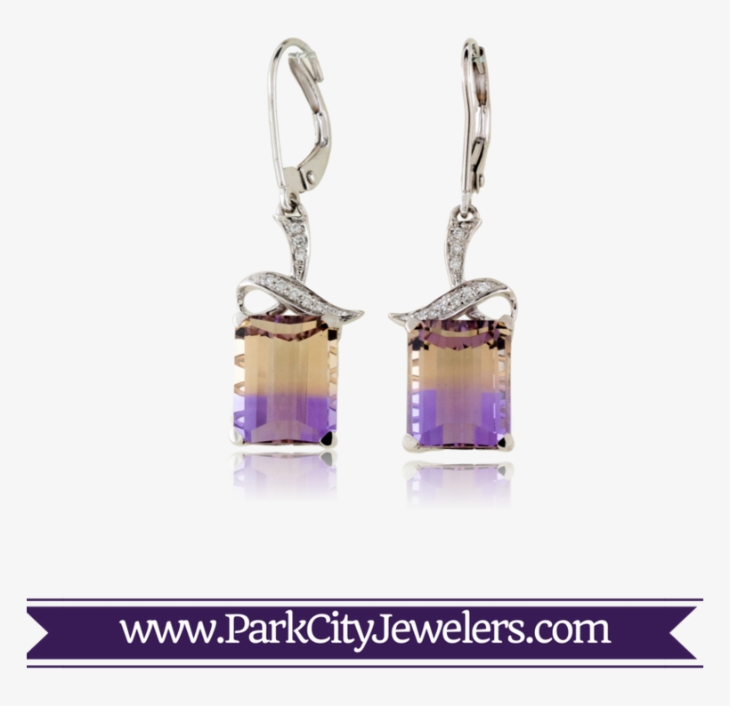 Ametrine & Diamond Earrings - Elk Ivory Engagement Rings, transparent png #4502162