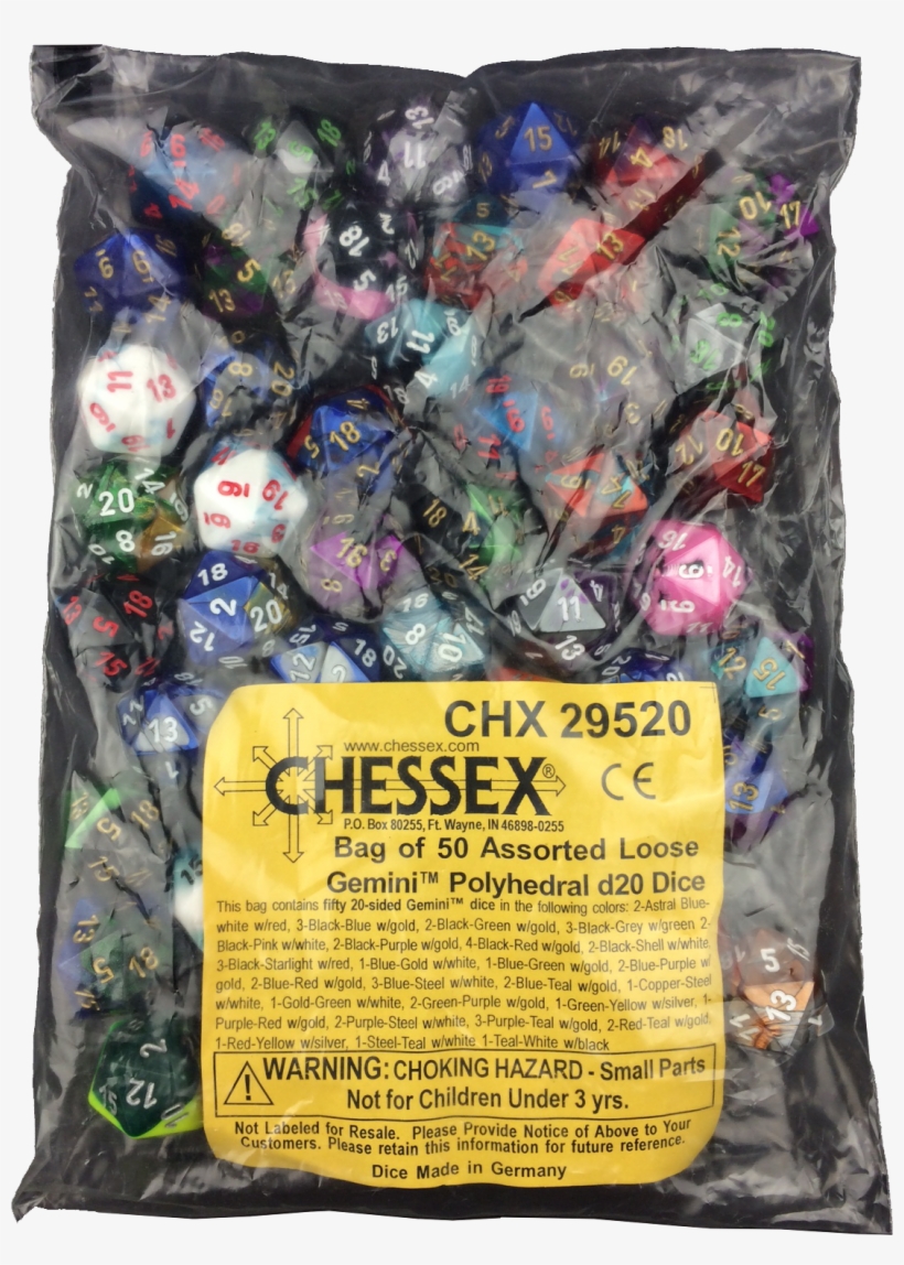 Dice Bag Assorted Gemini Polyhedral D20 - Bag Of 50 Assorted Loose Speckled 12mm D6 Chessex Dice, transparent png #4502322