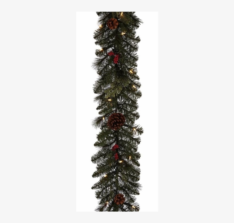 Pin By Kristi Van - Noma Preston Pre-lit Berries And Pinecones Garland, transparent png #4502387