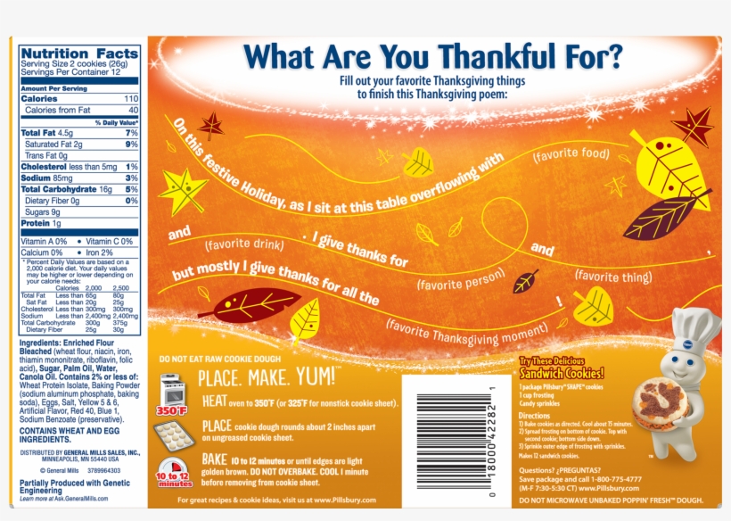 Pillsbury Ready To Bake! Cookies, Sugar, Thanksgiving, transparent png #4503991