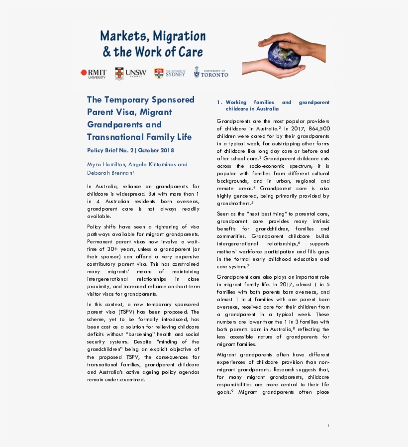 The Temporary Sponsored Parent Visa, Migrant Grandparents - Document, transparent png #4505120