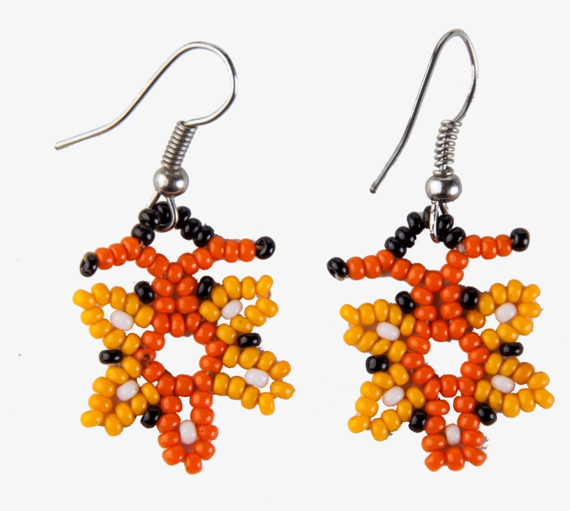 Aretes Chaquira Naranja-naranja - Aretes En Flores En Chaquira, transparent png #4510171