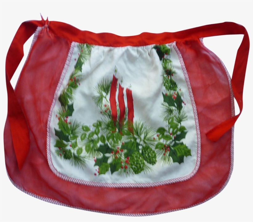 Holly And Candles Print And Sheer Red Vintage Christmas - Kitchen, transparent png #4511667