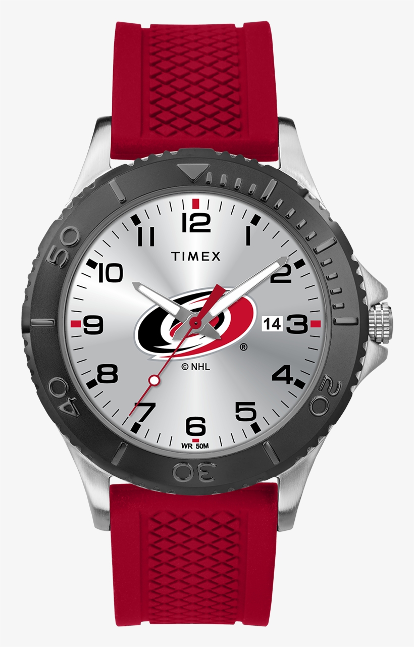 Gamer Red Carolina Hurricanes Large - Timex Men's Quartz Watch With Black Dial Analogue Display, transparent png #4522878