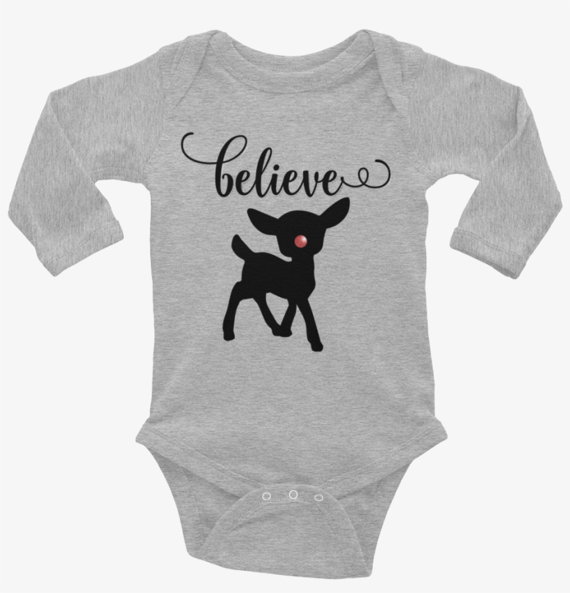 Our Unisex "believe" Baby Onesie Features A Cute Rudolph - Animal Party-baby Onesie-baby Gift. Baby Shower-toddler, transparent png #4524165