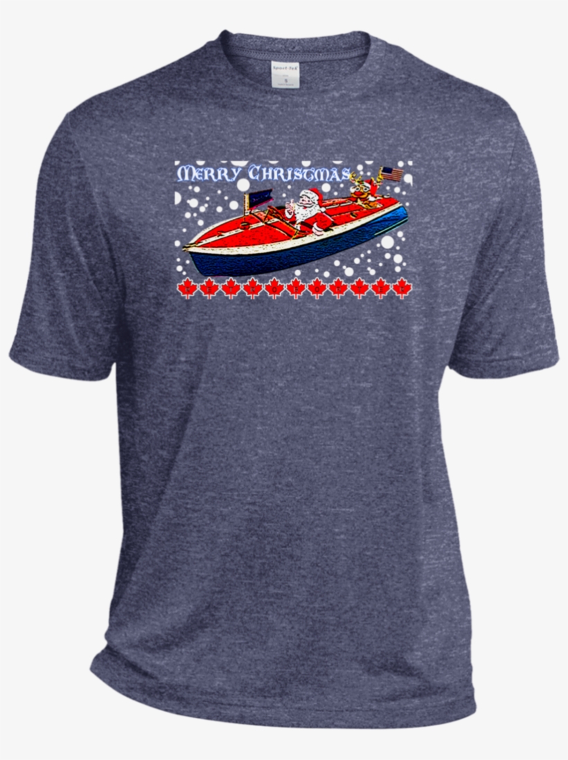 Santa And Rudolph Take A Chris Craft Cruise Sport Tek - Reflection Active Wear Dri-fit Tee For Him, transparent png #4524234