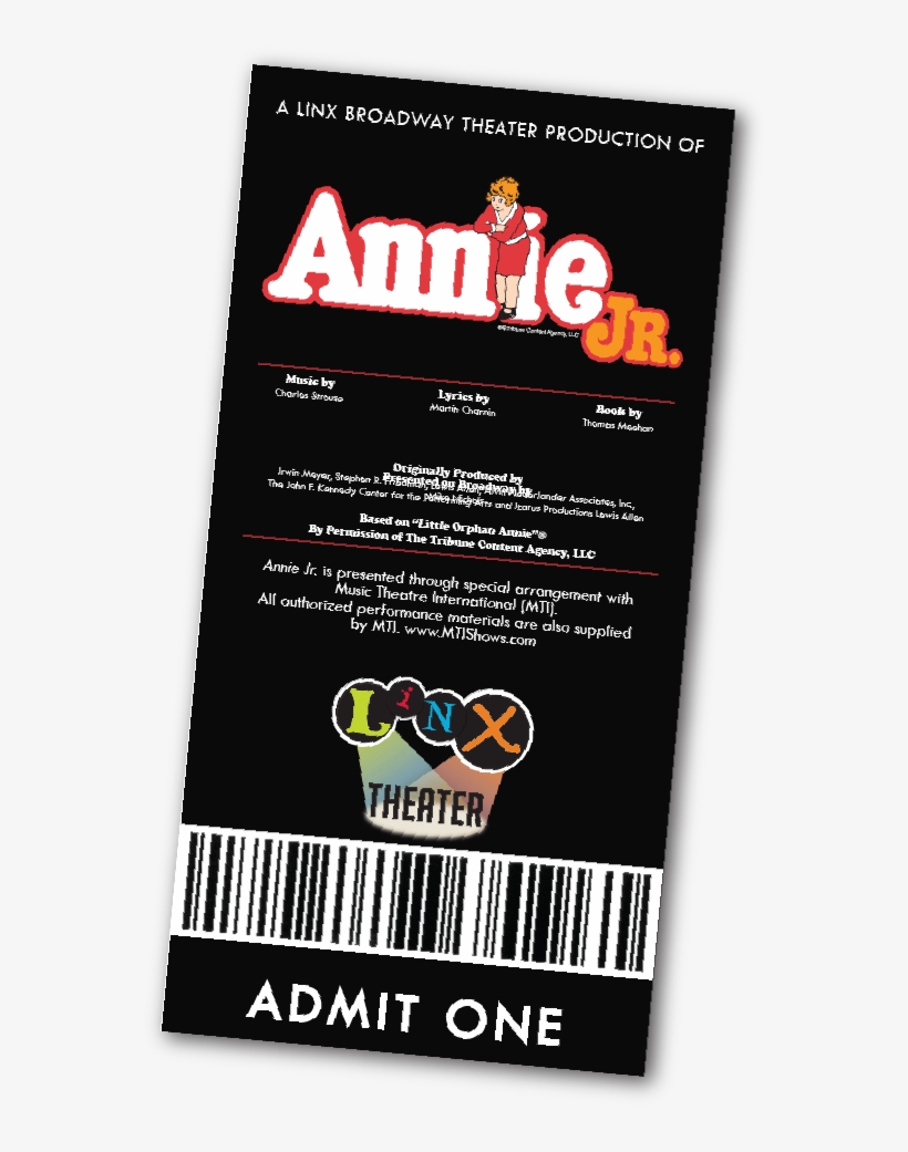 Linx Theater's Broadway Performers Present Annie Jr - Annie Tickets, transparent png #4525907