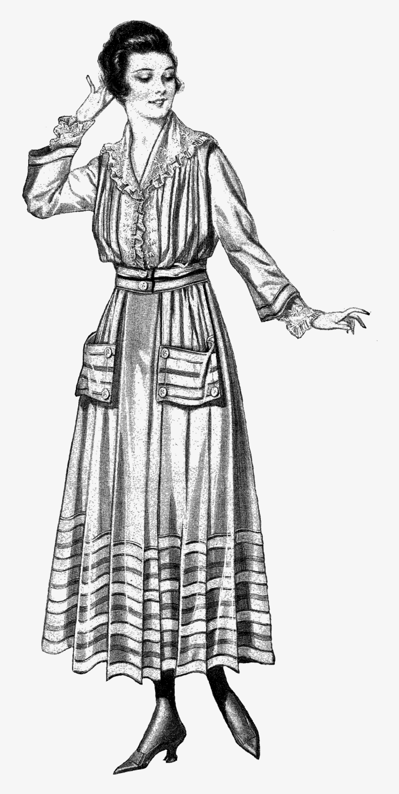 Vintage Clip Art, Vintage Cards, Old Fashion Dresses, - White, transparent png #4526502