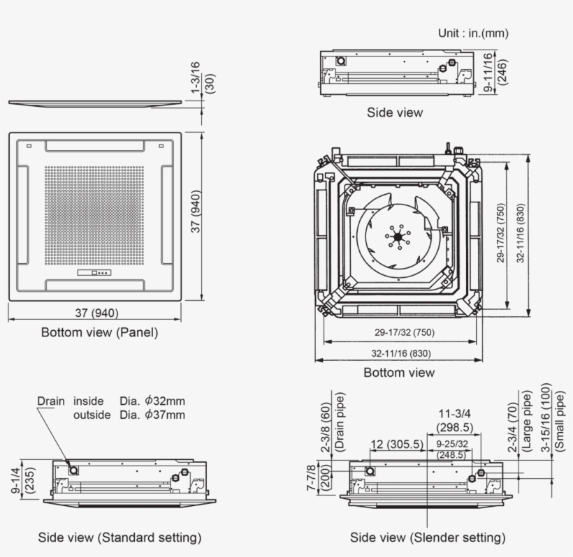 Indoor Unit - Auu24rclx - Mini Split Cassette Size, transparent png #4526960
