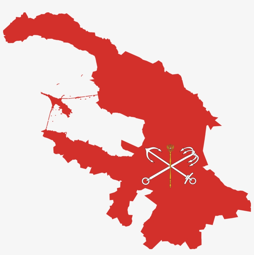 Flag-map Of Saint Petersburg - Saint Petersburg Map Vector, transparent png #4528113