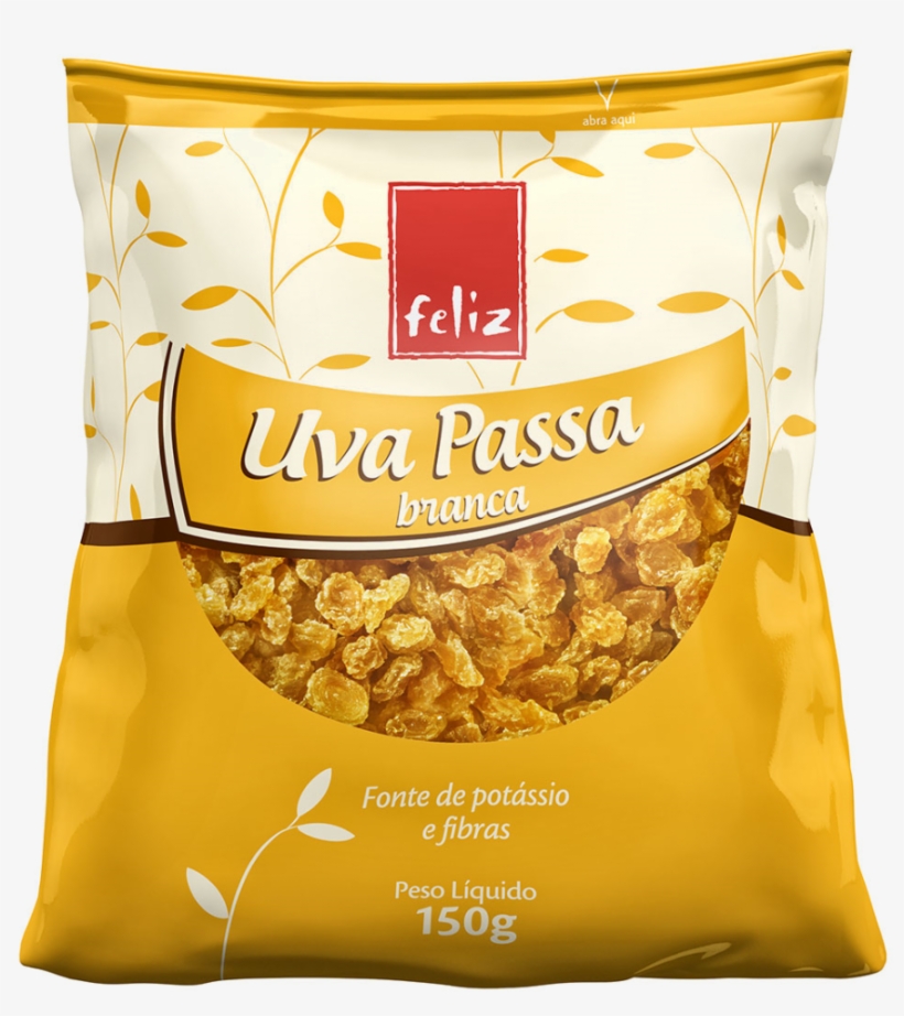 Uva Passa Branca Sem Semente 150g Feliz - Uva Passa Embalagem, transparent png #4528726