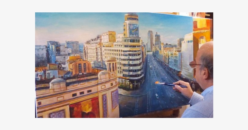 Cuadro Madrid Pintando C1 - Pintar Edificios En Acrilico, transparent png #4529039