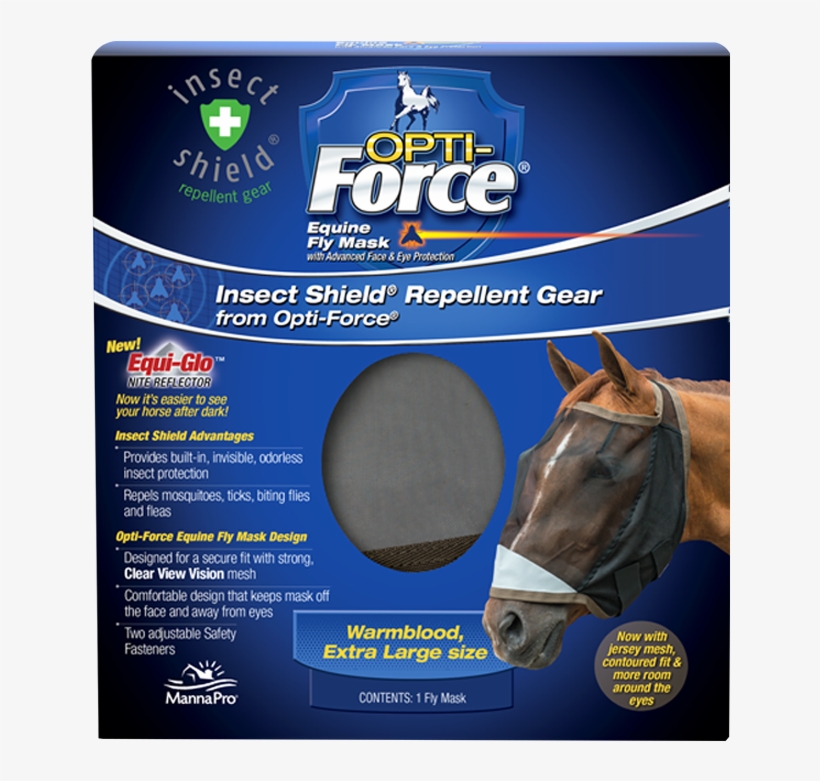 Optiforce Mask Xl - Manna Pro Insect Shield Opti-force Fly Mask X-large, transparent png #4532455