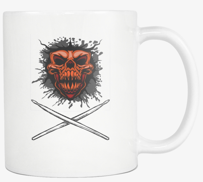 Skull And Drumsticks - Mug, transparent png #4542944
