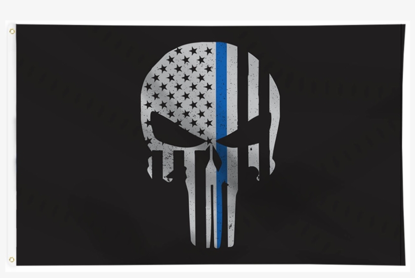 Thin Blue Line Punisher Flag - Blue Line Flag Background, transparent png #4543960