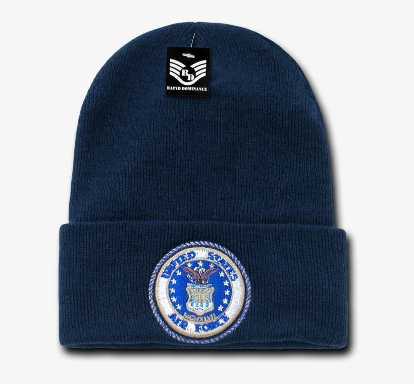 Air Force Logo Beanie Cap - Classic Military Long Cuff Beanie Ski Cap Navy Blue, transparent png #4547984