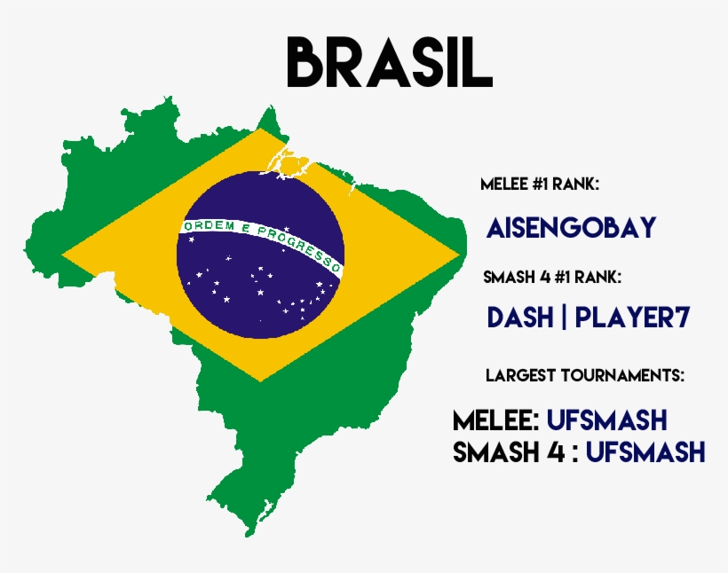 Top 3 Melee, Top 3 Smash 4, Largest Tournaments - Brazil Flag Shaped As Brazil, transparent png #4548723