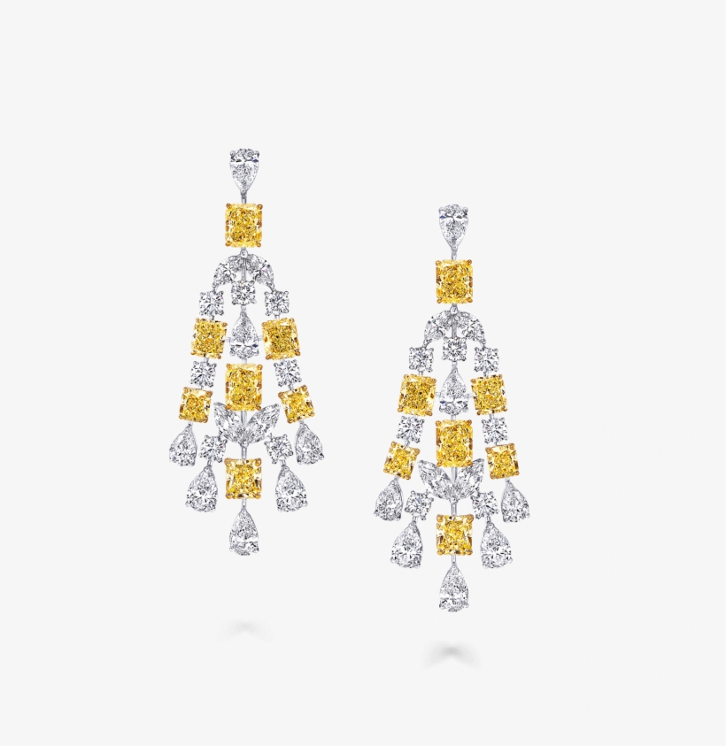 A Pair Of Graff High Jewellery Yellow And White Diamond - Earrings, transparent png #4548873