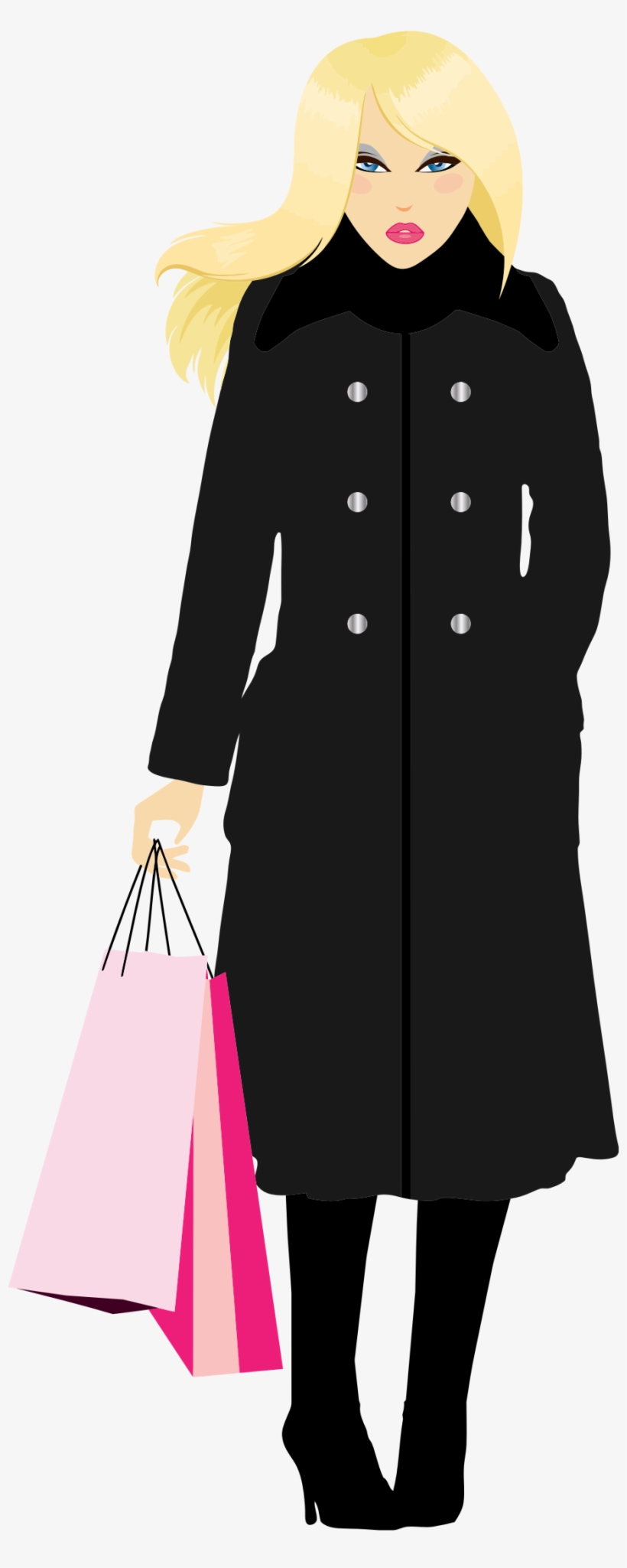 Svg Black And White Library Shopping Big Image Png - Woman In Trenchcoat Png, transparent png #4550271