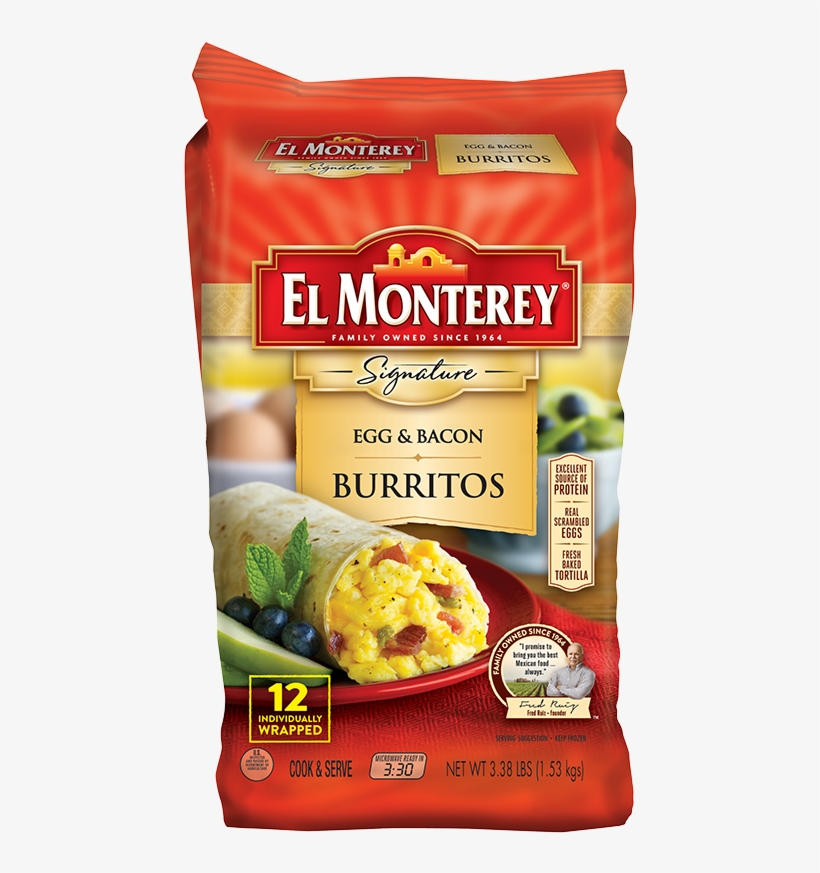 Scrambled Egg & Bacon Frozen Breakfast Burritos - El Monte Breakfast Burritos, transparent png #4551292