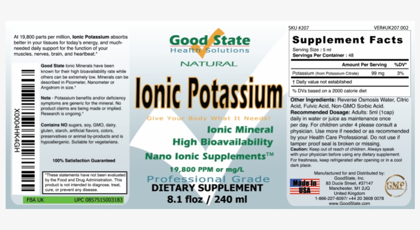 Good State - Good State - Liquid Ionic Minerals Potassium (48 Days, transparent png #4551584