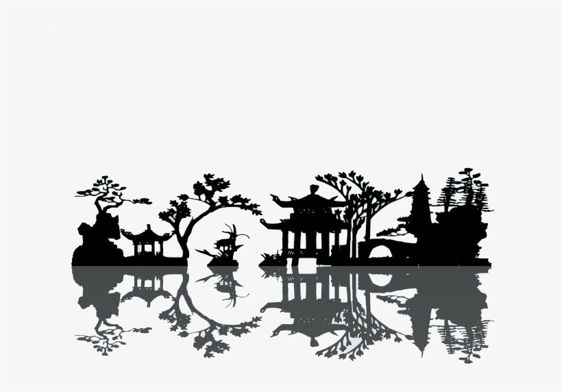 China Silhouette Landscape Painting - Chinese Silhouette, transparent png #4552697