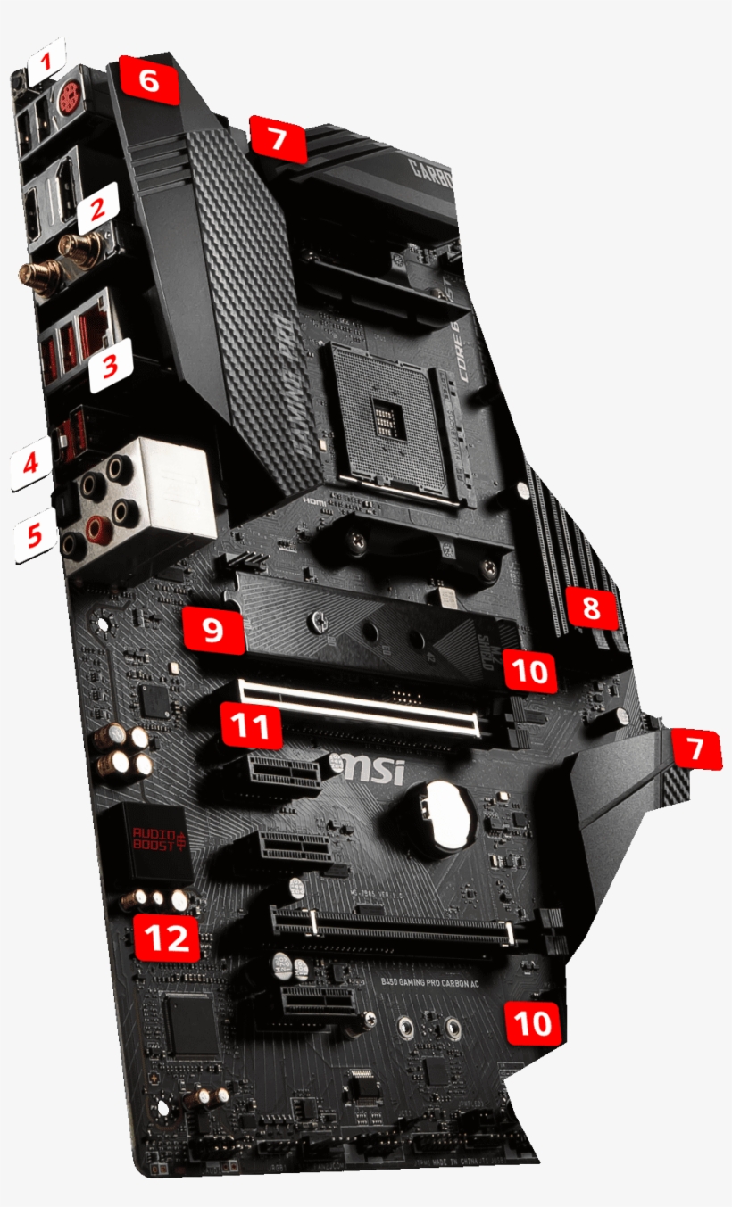 Bios Flashback Button - Msi B450 Gaming Pro Carbon Ac, transparent png #4552904