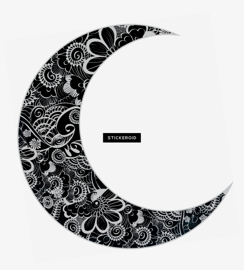 Ornated Moon Crescent - Vector Moon Png Design, transparent png #4554049