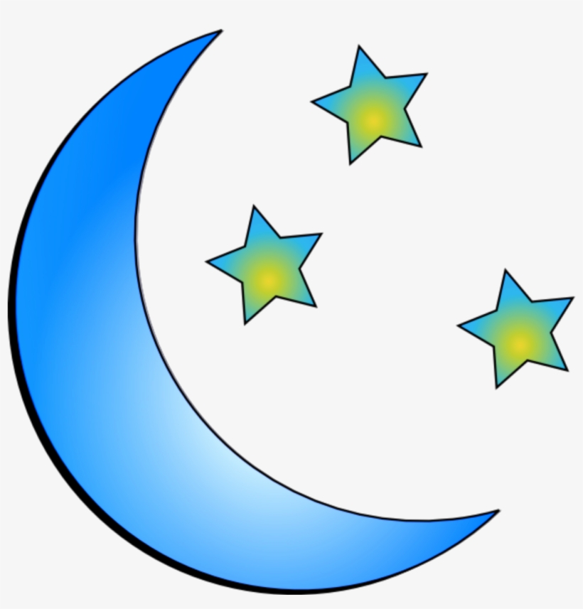 Ftestickers Stars Moon Crescent Blue - Clip Art, transparent png #4554841