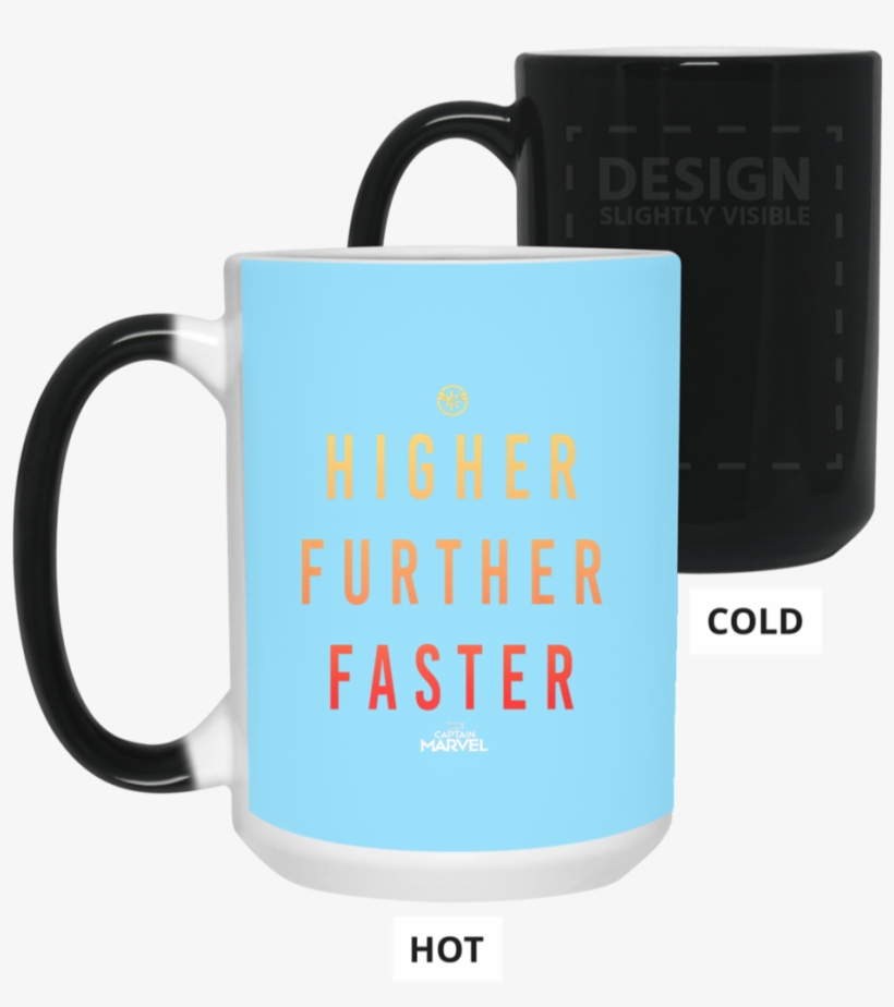 Marvel Captain Marvel Movie Higher Faster Color Changing - Mug, transparent png #4554957