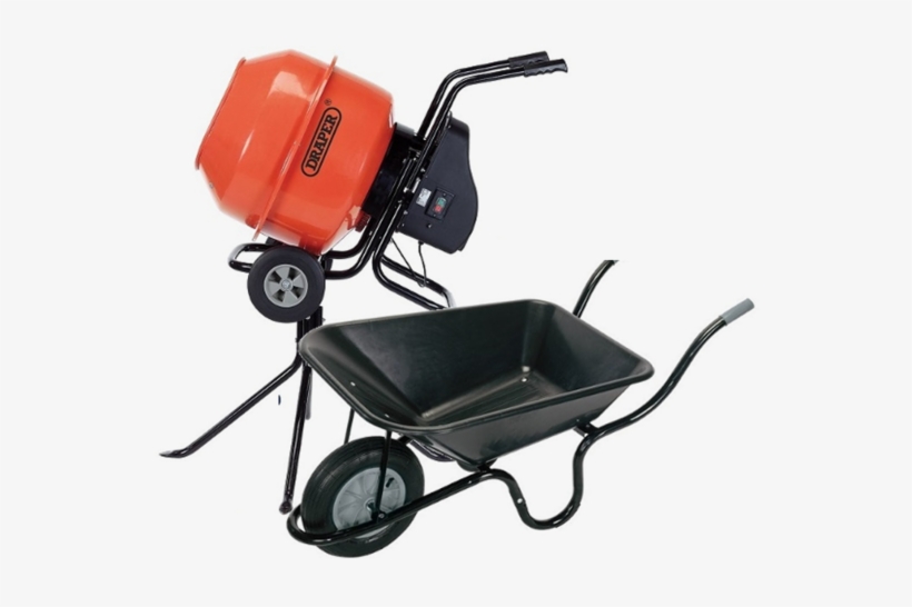 Draper 160l Cement Mixer & Contractors Wheelbarrow - Wheelbarrow, transparent png #4556827