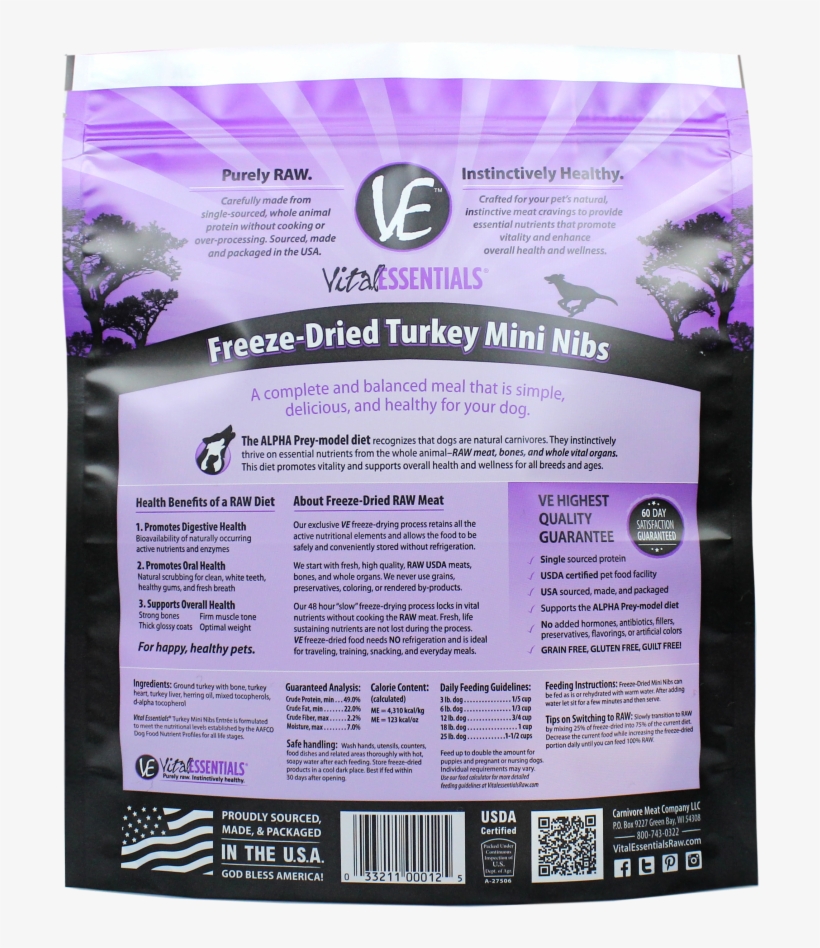 Vital Essentials Freeze Dried Grain Free Turkey Mini - Vital Essentials Freeze-dried Food Mini Nibs, transparent png #4559429