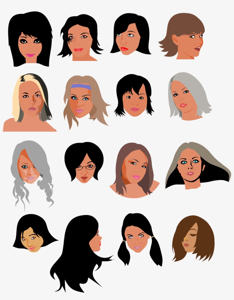Women Girls Faces - Clip Art Women's Faces, transparent png #4559815
