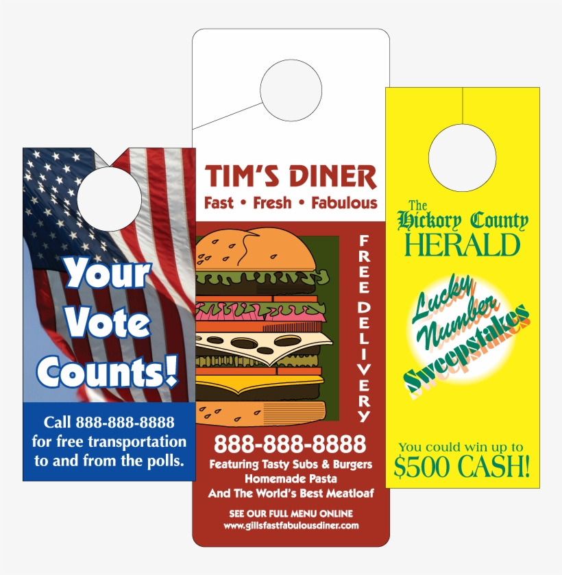 24450 White Tag Stock - Stouse Inc 832 Imprinted Door Knob Hanger, transparent png #4560341