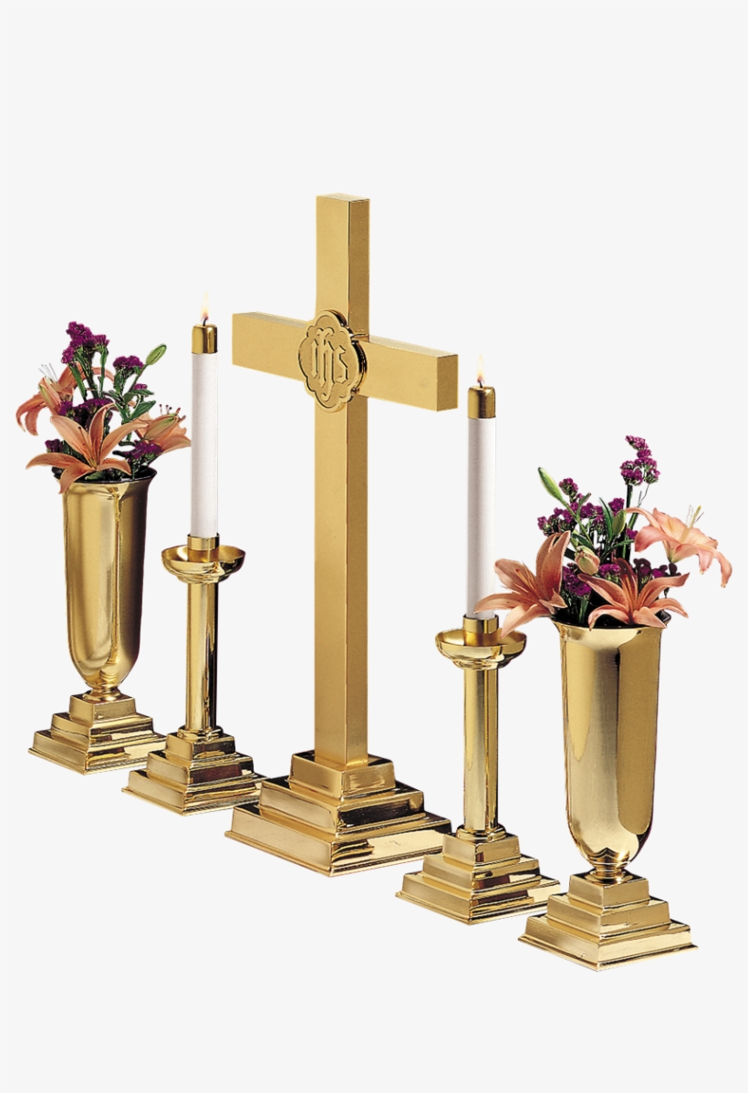 15" Altar Set - 30 In. Brass Altar Cross, transparent png #4560512