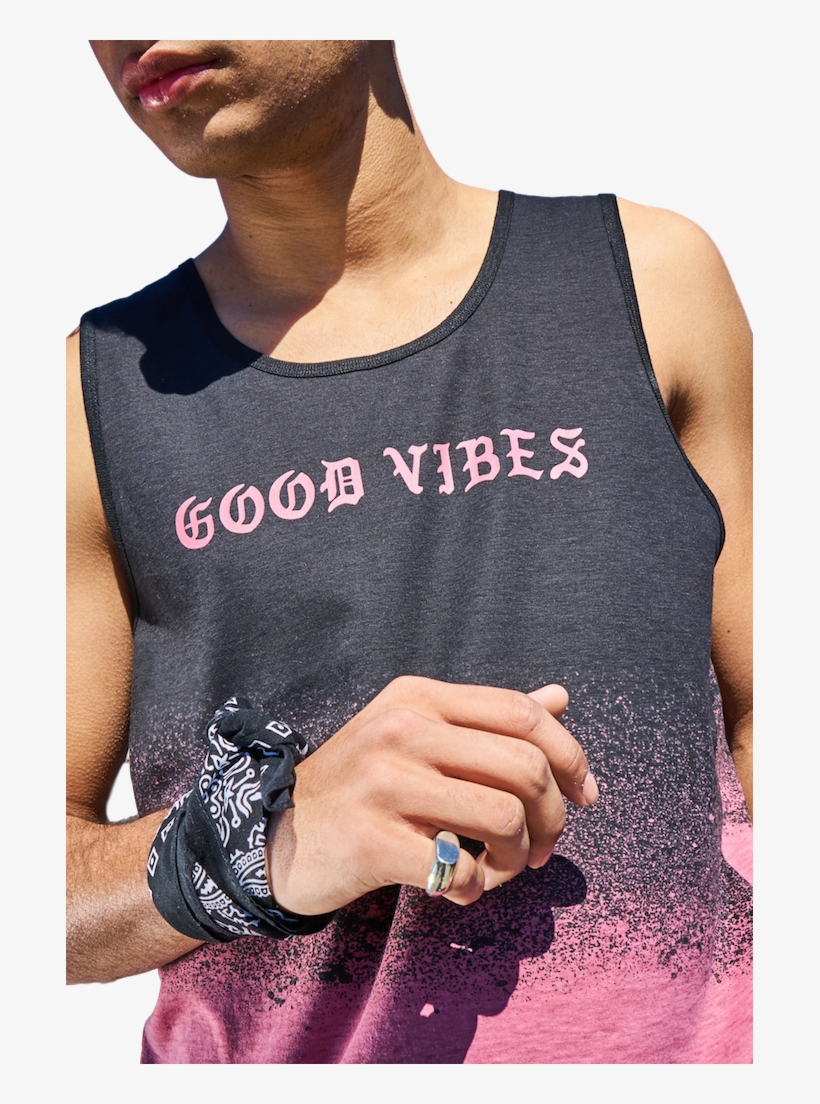 Good Vibes Splatter Print Tank - Active Tank, transparent png #4567749