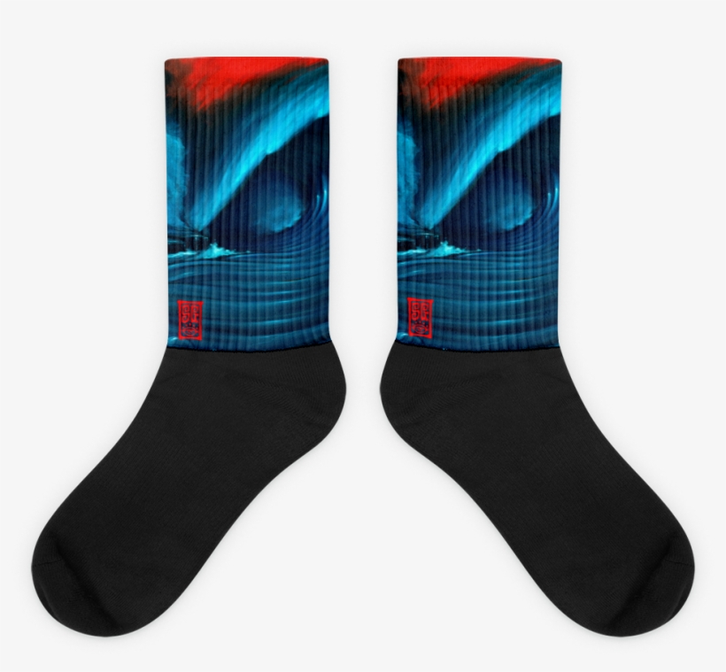 Red Wave 1 Black Foot Socks Socks - Sock, transparent png #4567810
