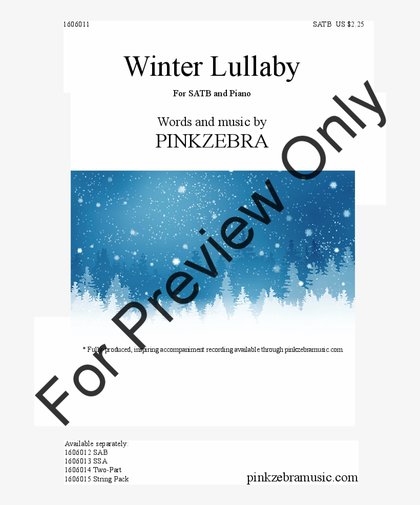 Winter Lullaby By Pinkzebra - J.w. Pepper & Son, transparent png #4574003