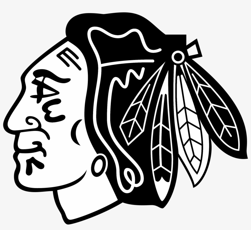 Blackhawks Logo Black And White - Red Indian Sports Logo, transparent png #4574162