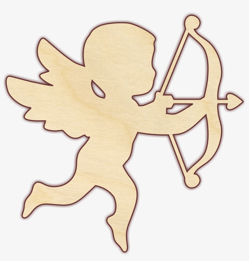 Cupid With Bow And Arrow Unfinished Wood Cut From 1/4" - Christmas Day, transparent png #4575526