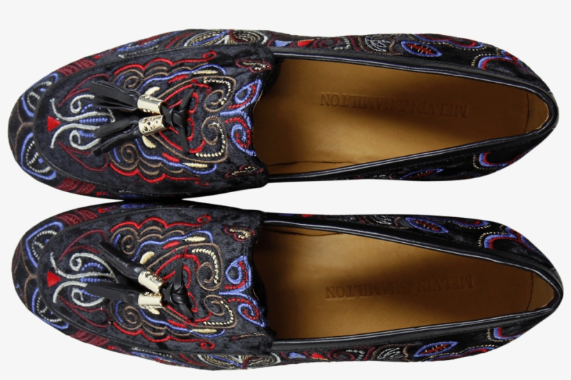 Loafers Clive 3 Velvet Black Tassel Black Gold Metal - Slipper, transparent png #4579730