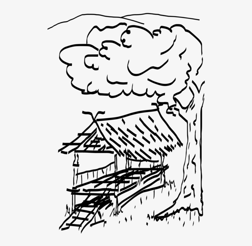 Nipa Hut Black And White Drawing House - Nipa Hut Clipart Black And White, transparent png #4581087