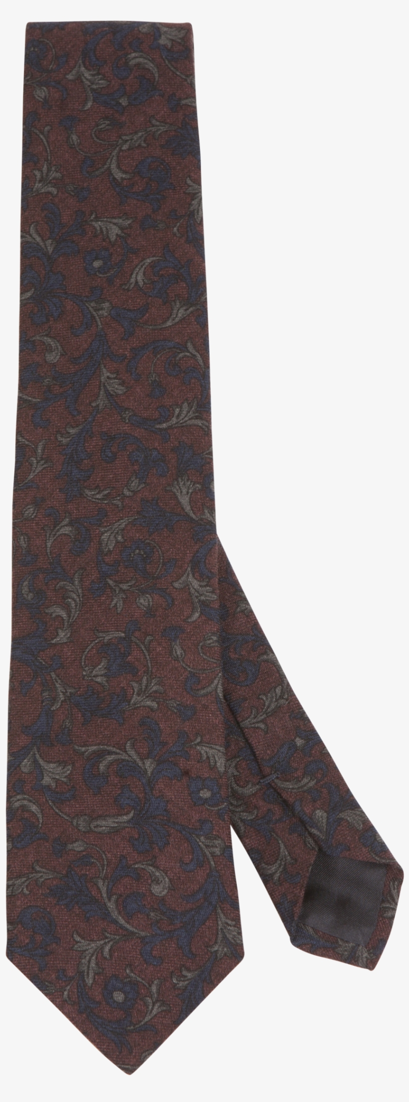 Burgundy Flower Paisley Print Wool Tie - Woolen, transparent png #4582240