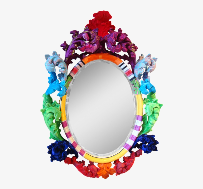 Fabric Covered Baroque Mirror - Mirror, transparent png #4583071