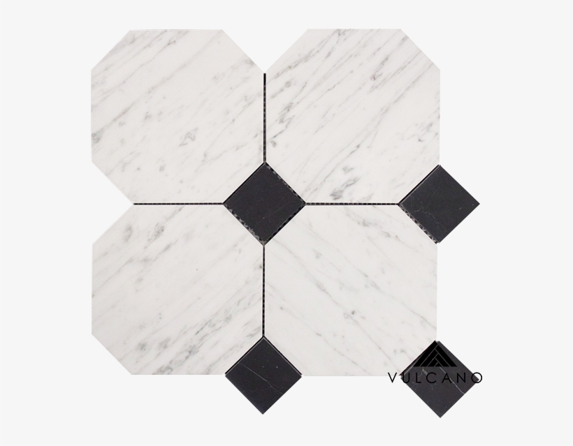 Carrara C & Nero Marquina Large Octagon & Dot - Nero Marquina Marble, transparent png #4587205
