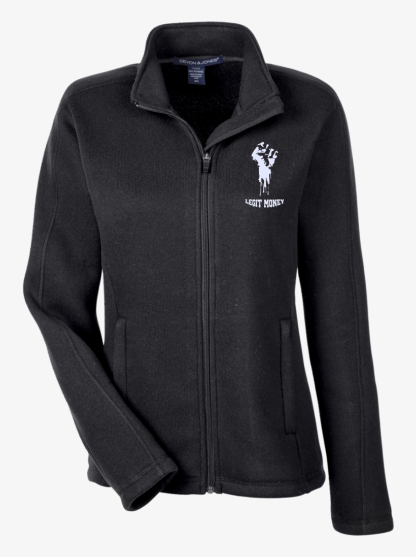 Legit Money Fist Ladies Full Zip Sweater Fleece - Devon & Jones, transparent png #4588976